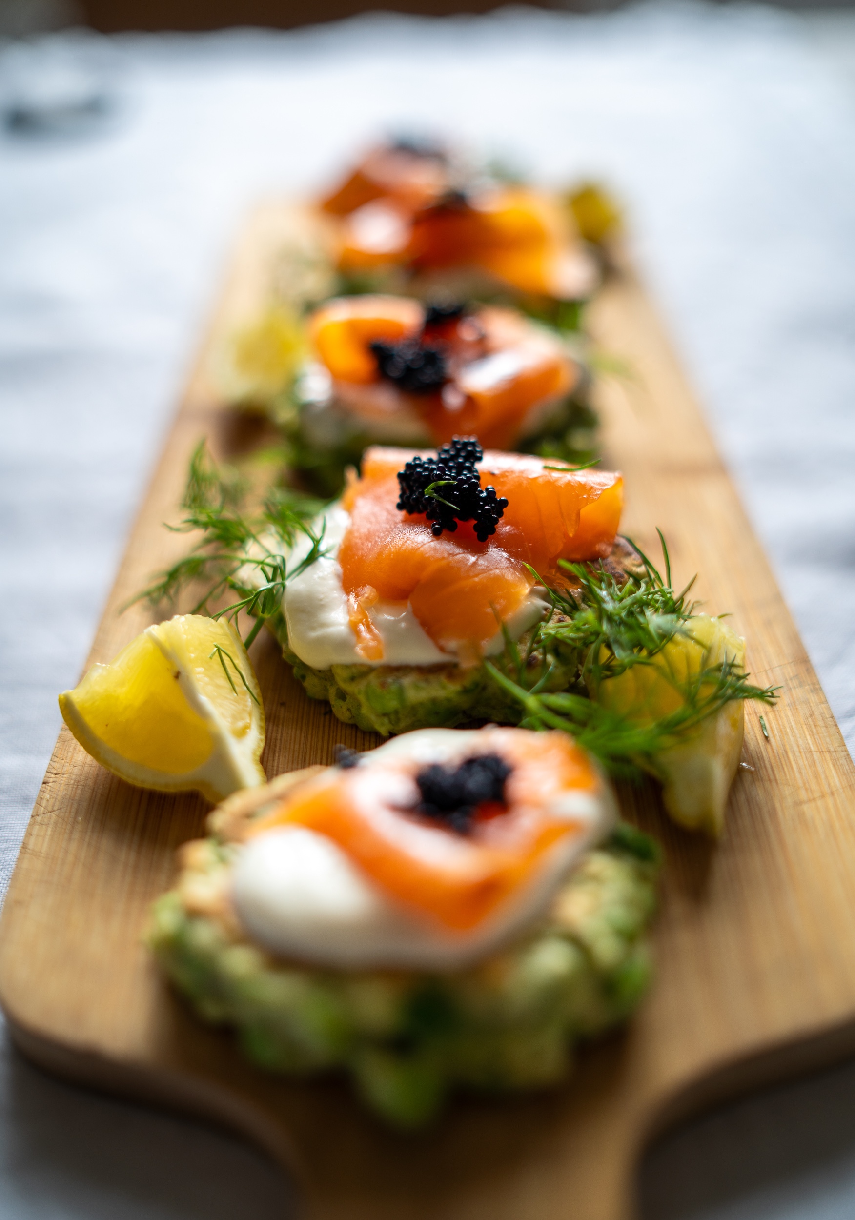 Pea Fritters With Smoked Salmon & Caviar
